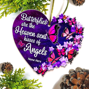 Kisses Of Angels - Personalized Memorial Butterfly Christmas Ornament