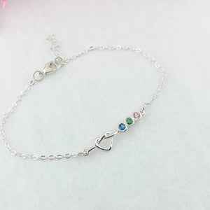 Personalized Family/Friend Birthstones Heart Bracelet