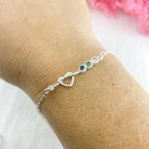 Personalized Family/Friend Birthstones Heart Bracelet