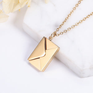 Mother's Day Gift Personalized Engraving Hidden letter Secret Message 3D Envelope Locket necklace