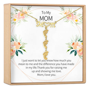 Mother's Day Gift Diamond Mom Necklace With Baby Feet