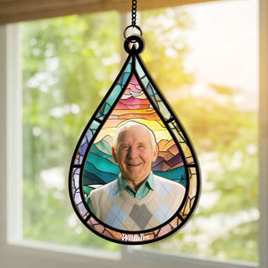 Memorial Family Gift Teardrop - Personalized Window Hanging Suncatcher Ornament