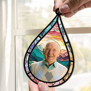 Memorial Family Gift Teardrop - Personalized Window Hanging Suncatcher Ornament