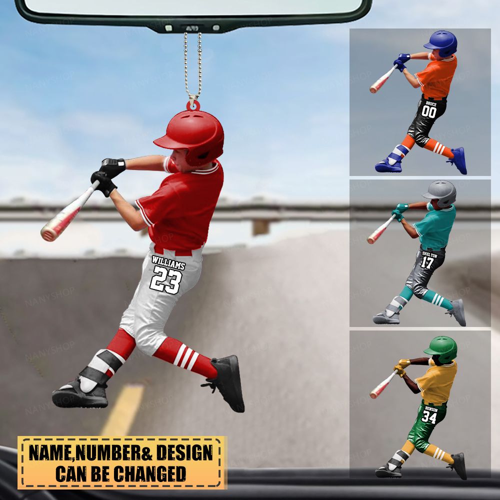 Personalized Youth Baseball Player-Batting Two Side Ornament