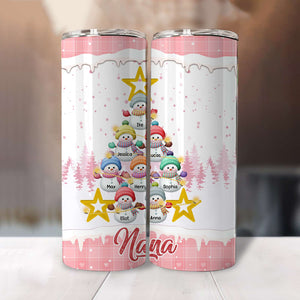 Personalized Snowman Kid Pink Sky Skinny Tumbler