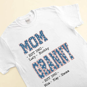 Personalized Mom Grandma EST 4th Of July T-shirt