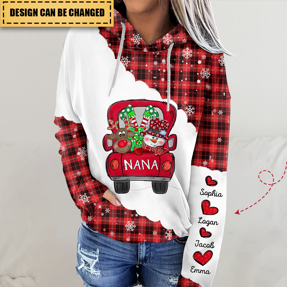 Christmas Snowman Grandma Nana Claus Little Heart Kids Personalized 3D Hoodie