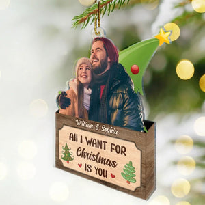 Custom Photo Christmas Couple From Our First Kiss Till Our Last Breath - Personalized Acrylic Ornament