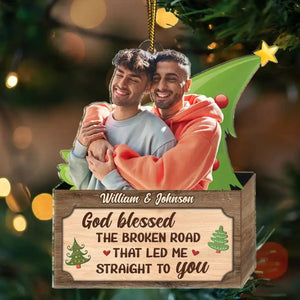 Custom Photo Christmas Couple From Our First Kiss Till Our Last Breath - Personalized Acrylic Ornament