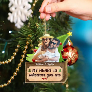 Custom Photo Christmas Couple From Our First Kiss Till Our Last Breath - Personalized Acrylic Ornament