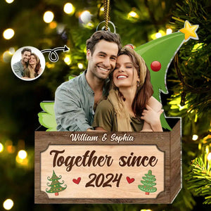 Custom Photo Christmas Couple From Our First Kiss Till Our Last Breath - Personalized Acrylic Ornament