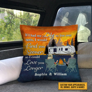 Personalized Retro Camping Couple Custom Pillow