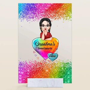 Personalized Grandma Mom Kids Colorful Hearts Acrylic Plaque