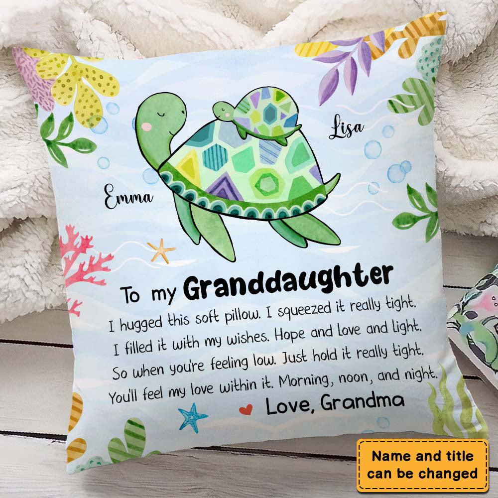 Personalized Gift For Granddaughter Turtle Hug This Pillow