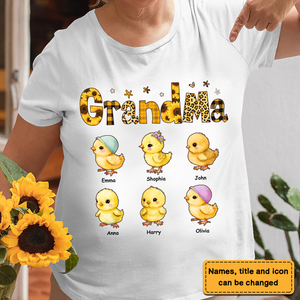 Personalized Chickabiddy Sunflower Grandma Kids T-Shirt