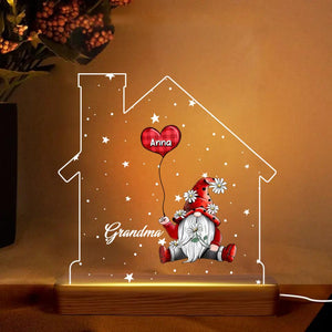 Personalized Grandma & Kid Name Dwarf House Led Lamp Acrylic Plaque