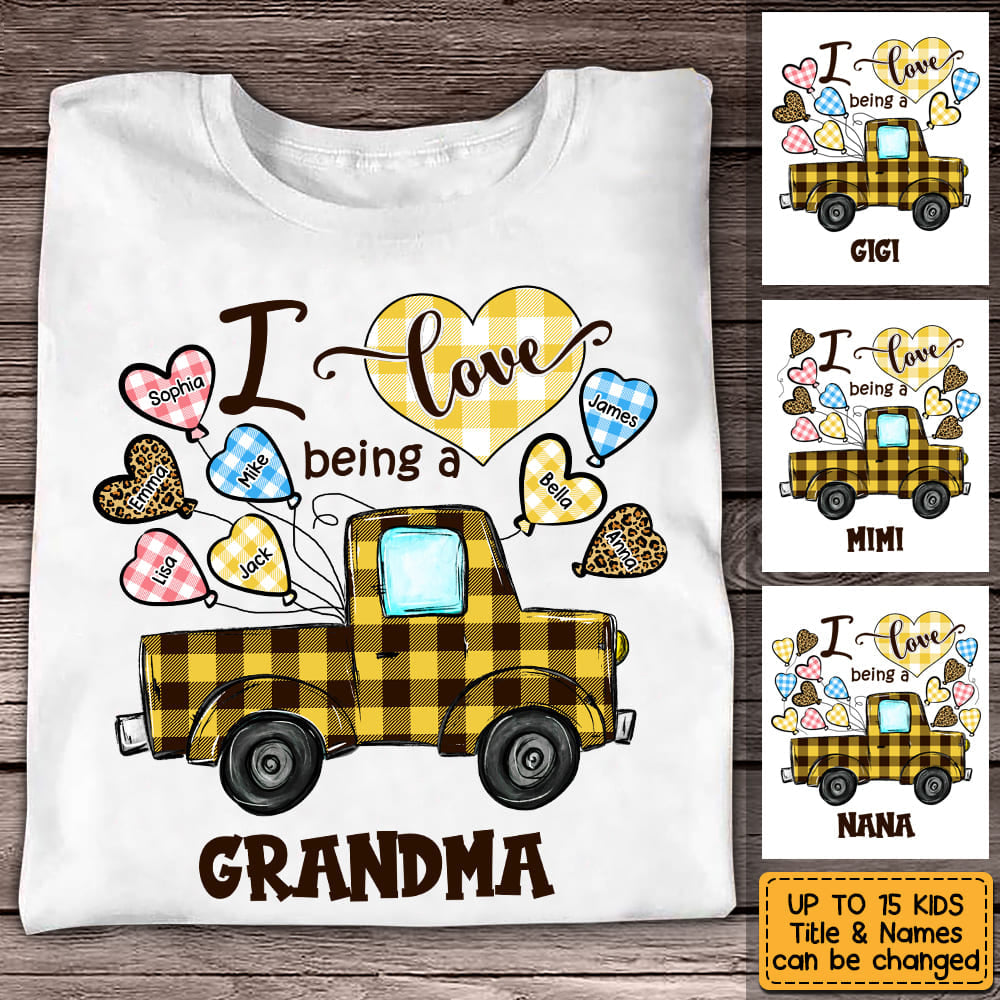 Personalized Love Being A Grandma Truck Heart T-Shirt