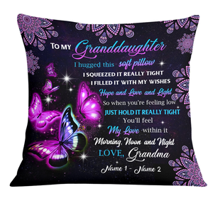 Grandma To My Granddaughter Butterfly Personalized Pillow