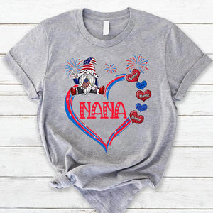 Personalized Nana 4Th Of July Hearts Independence Day T-Shirt