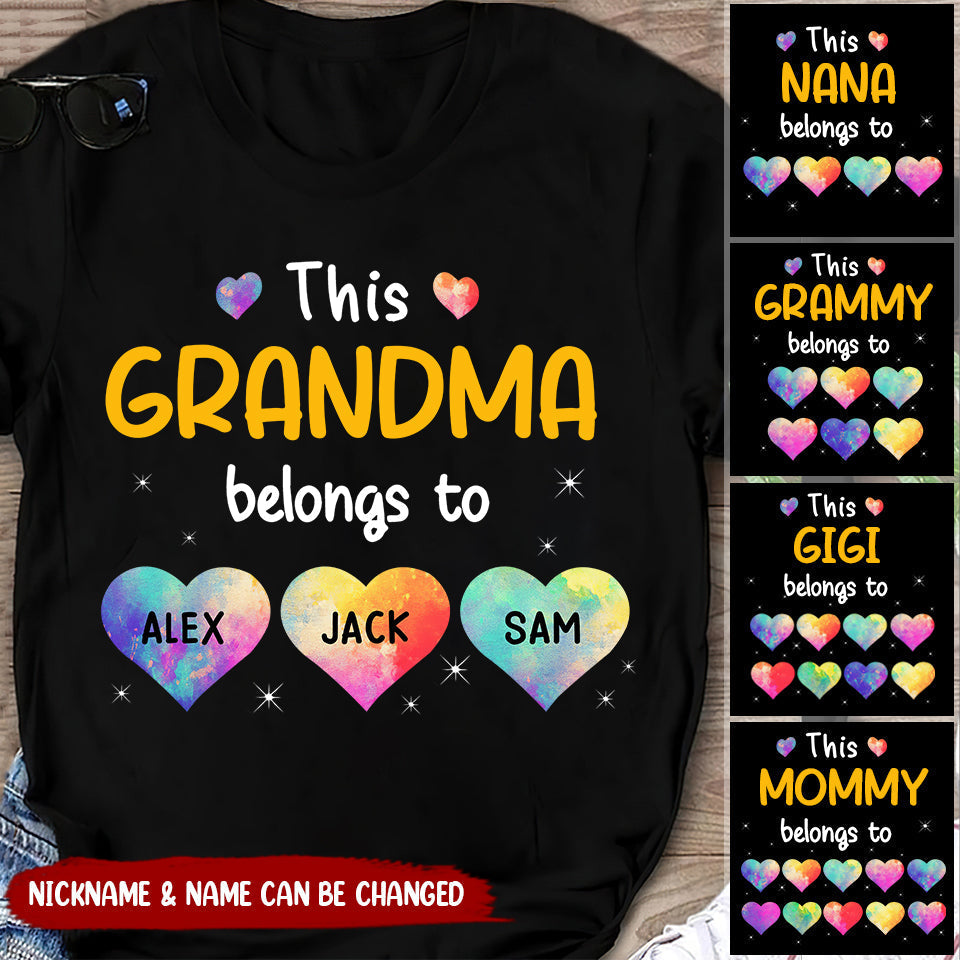 Personalized This Grandma Belongs To Heart Kids T-Shirt