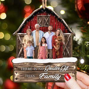 Red Barn Christmas Family Custom Photo - Personalized Photo Ornament