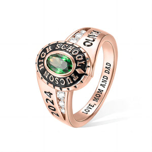 Personalized Engraved Birthstone Graduation Ring Gift for Class of 2024 Graduates