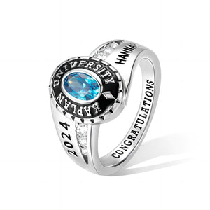 Personalized Engraved Birthstone Graduation Ring Gift for Class of 2024 Graduates