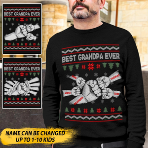 Personalized Best Grandpa Ever Christmas Crew Neck Sweatshirt Printed