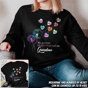 Personalized Grandma Dandelion Flower Heart T-shirt or Sweatshirt