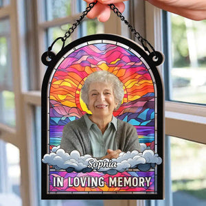 Custom Photo In Loving Memory Family Memorial - Personalized Window Hanging Suncatcher Ornament