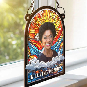 Custom Photo In Loving Memory Family Memorial - Personalized Window Hanging Suncatcher Ornament