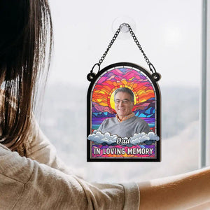 Custom Photo In Loving Memory Family Memorial - Personalized Window Hanging Suncatcher Ornament