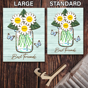 Personalized Grandma/Mom Daisies In Jar 2 Layers Wooden Plaque With Stand