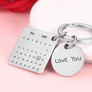 Custom Photo Engraved Calendar Name Keychain | Unique Gift