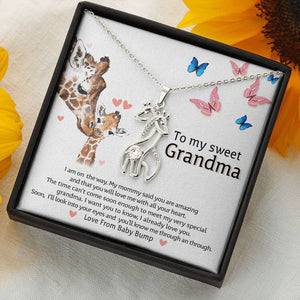 To My Grandma-Gift for First Time Grandma Giraffe Necklace