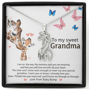 To My Grandma-Gift for First Time Grandma Giraffe Necklace