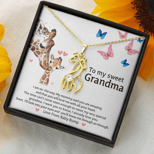 To My Grandma-Gift for First Time Grandma Giraffe Necklace