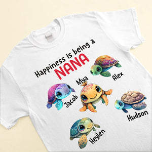 Turtle Nana Mom Kids, Happiness Is Being A Grandma Personalized Shirt