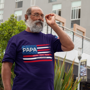 Personalized Dad Grandpa Flag With Grandkids 3D T-Shirt