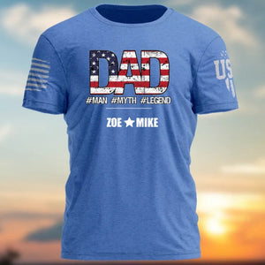 Personalized Man Myth Legend American Flag Dad T-shirt