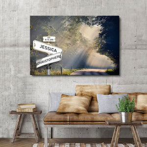 Personalized God Blessed The Broken Road Couple Gift Canvas Print