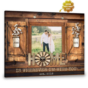 Home Is Wherever I’m With You Personalized Photo Couple Gifts Canvas Prints