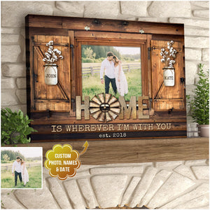 Home Is Wherever I’m With You Personalized Photo Couple Gifts Canvas Prints