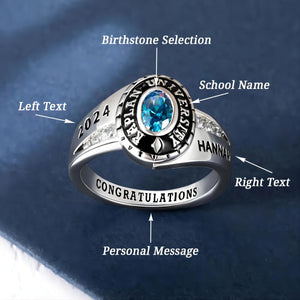 Personalized Engraved Birthstone Graduation Ring Gift for Class of 2024 Graduates