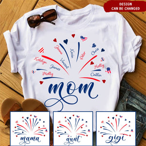 Personalized Firework Grandma And Kids Pure Cotton T-Shirt