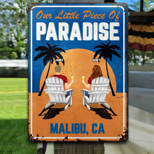 Little Piece Of Paradise - Couple Gift - Personalized Classic Metal Signs