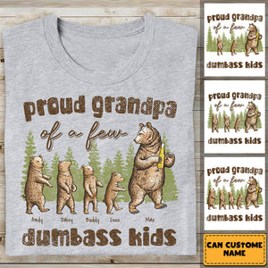 Personalized Proud Grandpa Of A Few Dumbass Kids Bear Family T-shirt