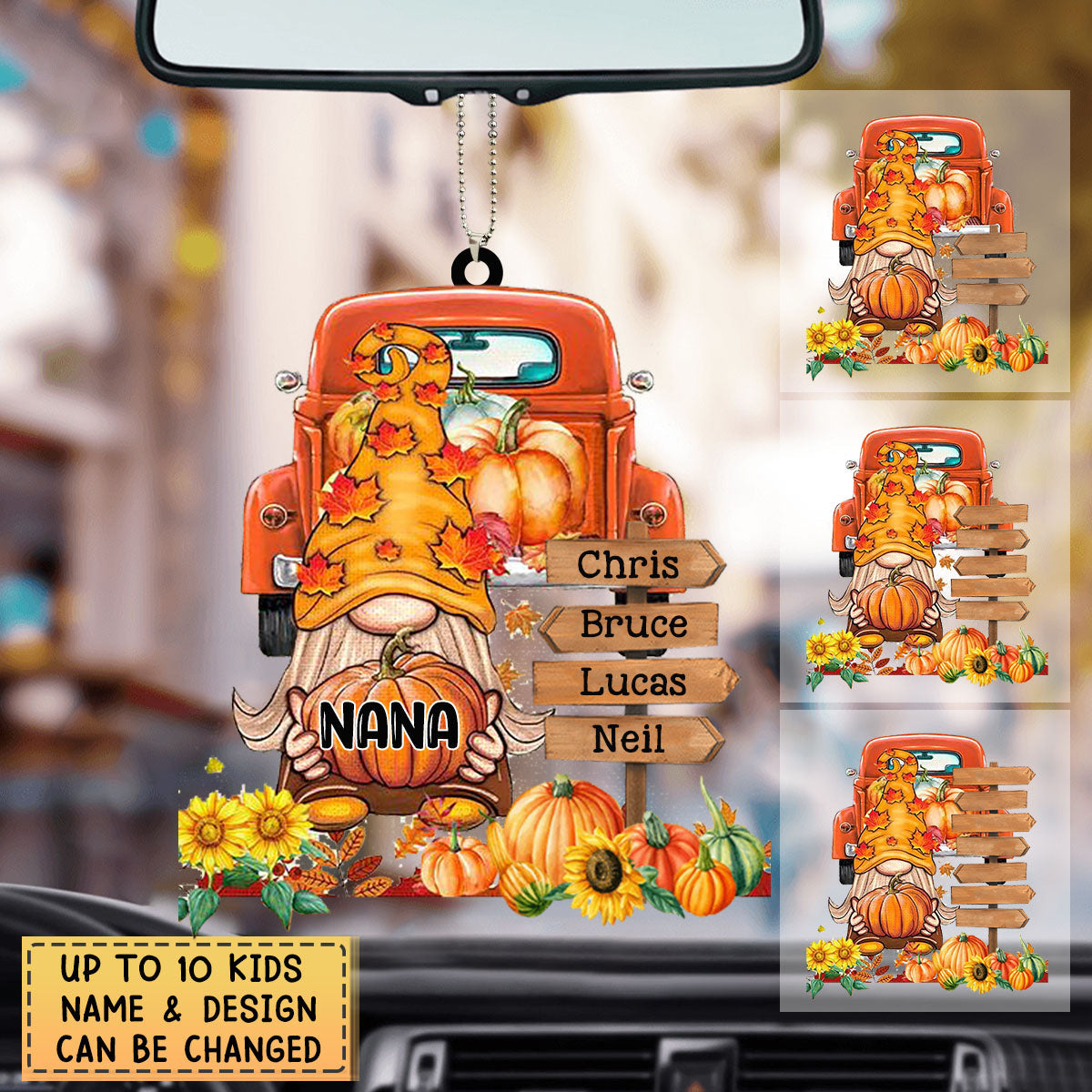 Happy Fall Season Pumpkin Grandma Sign Kids - Personalized Dwarf Acrylic Ornament