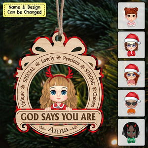 God says you are Cute Kids Christmas Vibe Affirmation Personalized Ornament