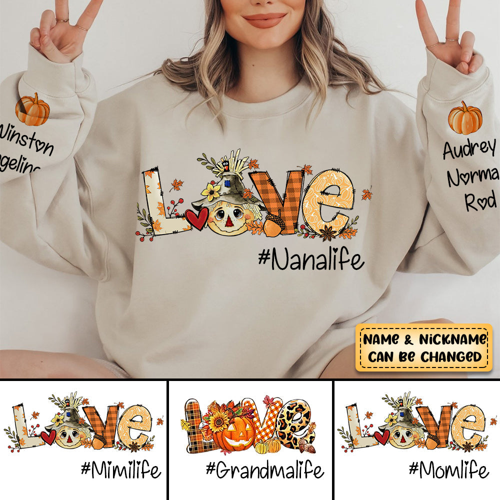 Love Grandmalife With Kids Pumpkins Personalized Sweatshirt